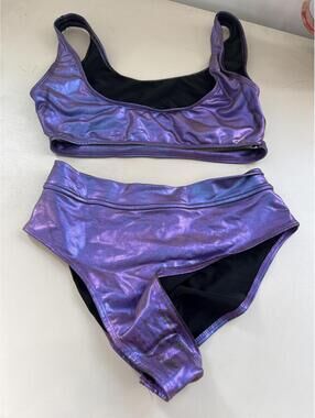 Purple Iridescent Two-Piece Swimsuit Bikini Set Rave Wonderland m/l